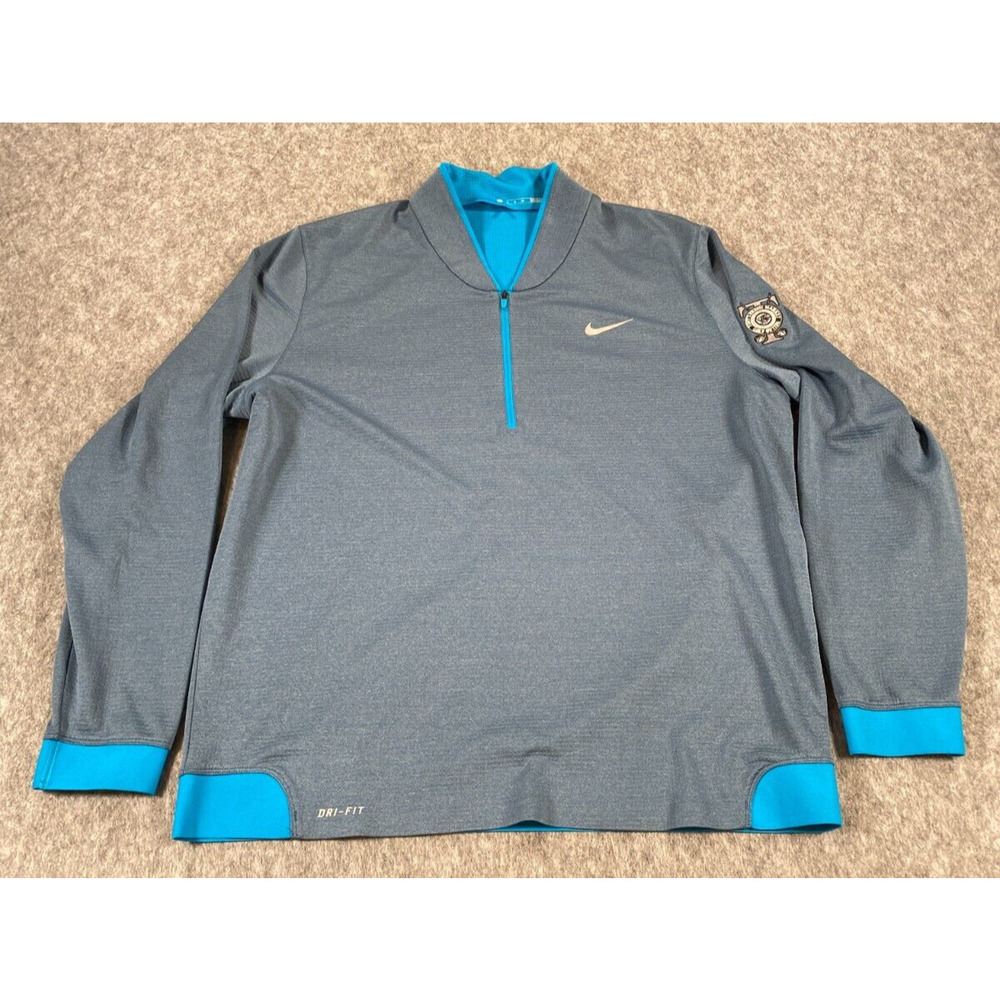 Nike Tiger Woods Collection Pullover Mens XL 1/4 Zip Blue Dri Fit Embroidered*